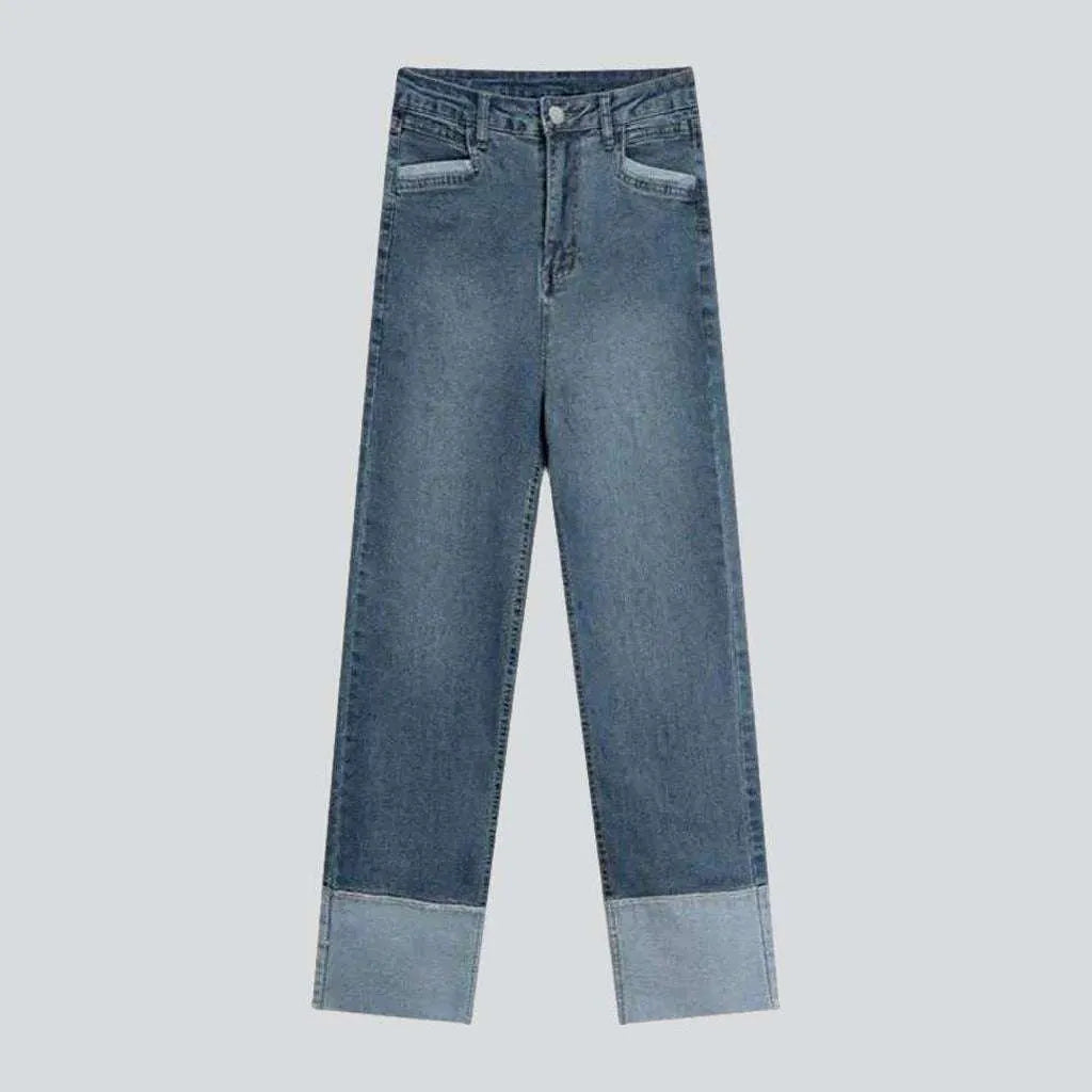 Cozy Chic Trends Patched hem straight women's jeans