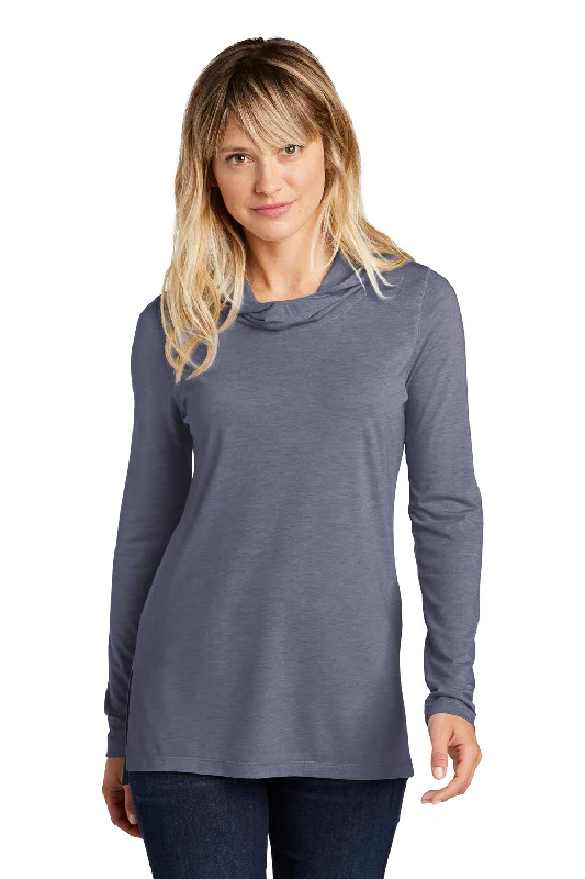 Comfy Dress Sport-Tek Womens Moisture Wicking Cowl Neck Long Sleeve T-Shirt - Heather True Navy Blue