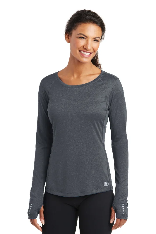 Layered Style Ogio Womens Endurance Pulse Jersey Moisture Wicking Long Sleeve Crewneck T-Shirt - Gear Grey