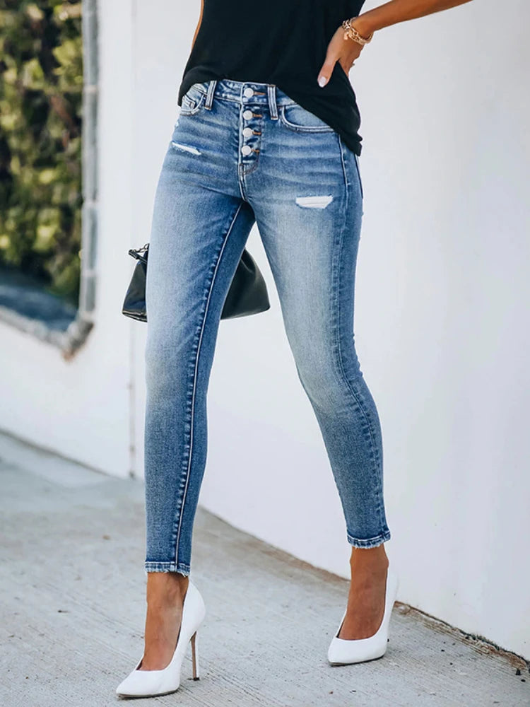 Cozy Fashion DressBetty - 2024  New Slim Fit Ripped High Elastic Women's Denim Jeans