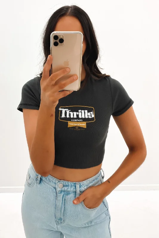 Cozy Fashion Trends Gold Ribbon Crop Baby Tee Merch Black