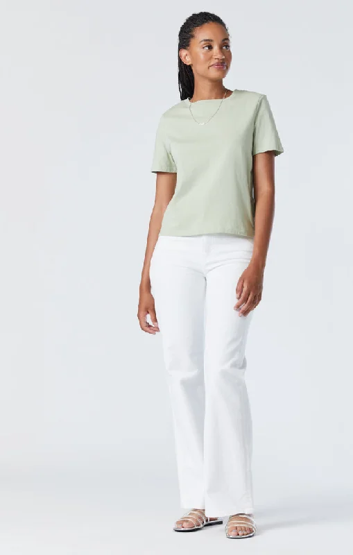 Simple Chic VICTORIA WIDE LEG JEANS IN WHITE STRETCH