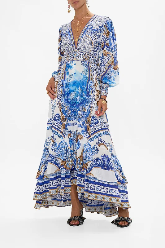 Elegant Casuals LONG BUTTON FRONT DRESS AZUL ADVENTURES