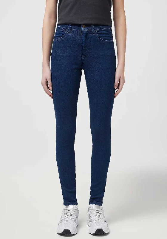 Layered Style Wrangler High Rise Skinny Ankle Grazer Jeans, Medium Blue