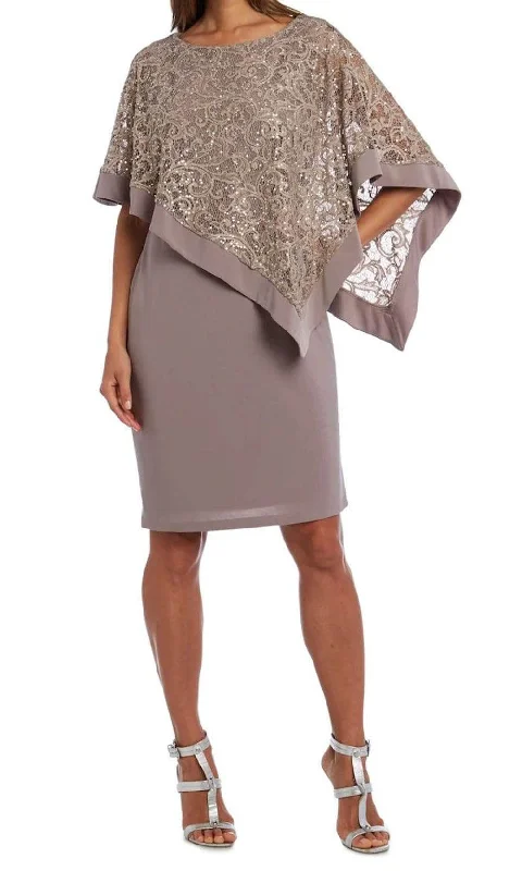 Stylish Jackets R&M Richards 2292 - Lace Poncho Cocktail Dress