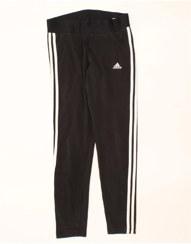 Sporty Wear ADIDAS Womens Leggings UK 12 Medium Black Cotton