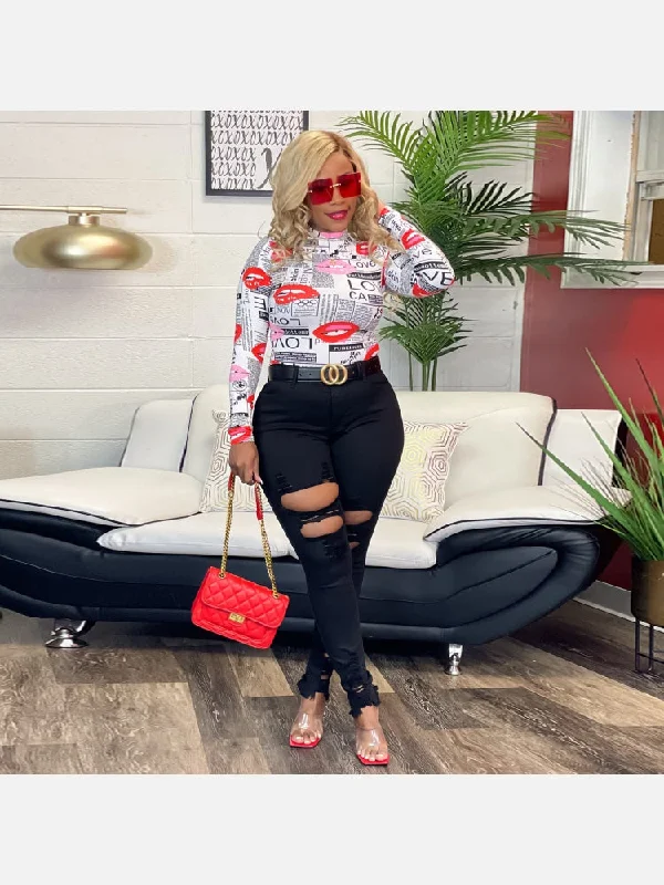 Elegant Dressing Black Cut Out High Waisted Denim Jeans