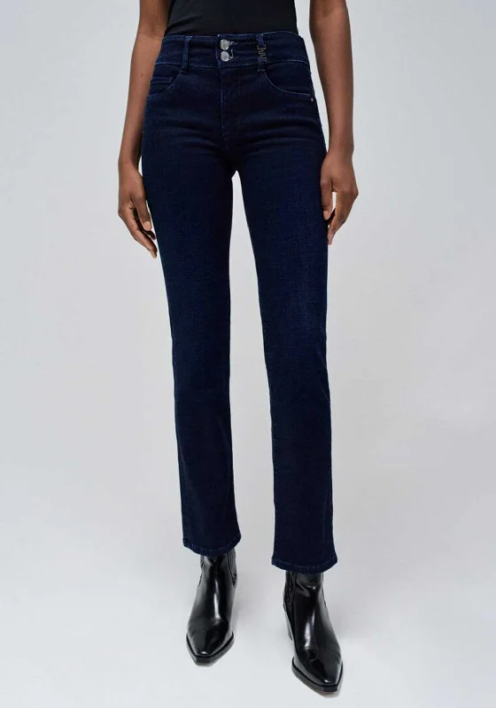 Casual Fit Wear Salsa Secret Mid Rise Straight Leg Jeans, Dark Blue Denim