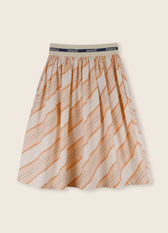 Easygoing Fashion 3LS25_3037-BIAS CUT SKIRT-Creampuff W/Stripes
