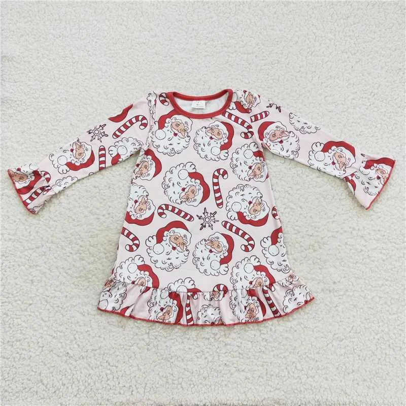 Relaxed Fit Wear GLD0347  Baby Girls Christmas Santa Candy Knee Length Ruffle Dresses
