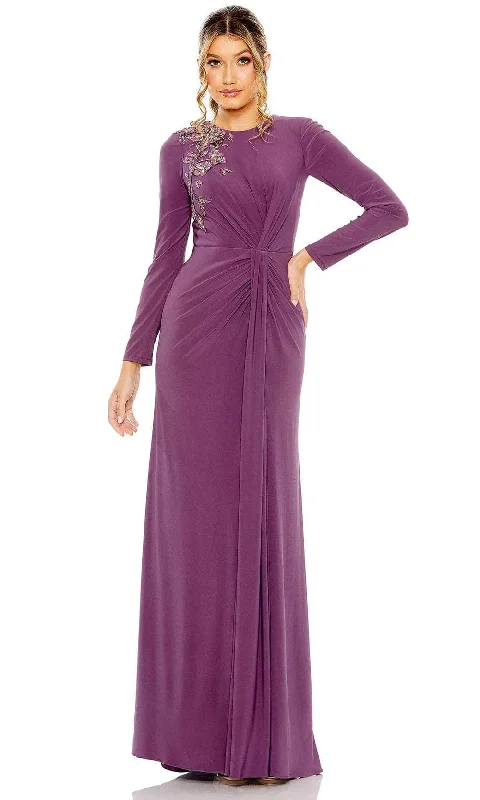 Light Fit Mac Duggal 42106 - Jewel Neck Floral Appliqued Evening Gown
