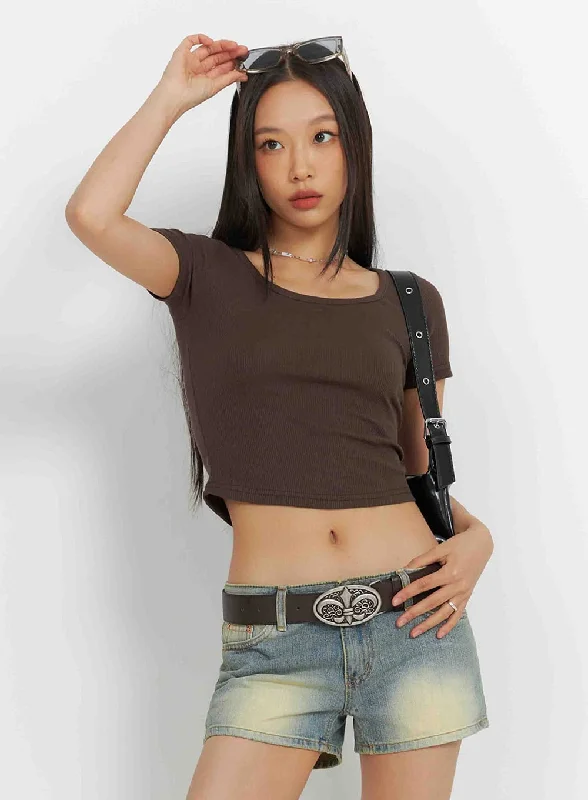 Modern Chic Basic Cotton Crop Tee IY422