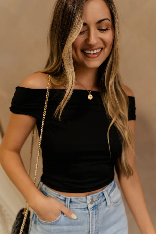 Cozy Footwear Isabella Off The Shoulder Cropped Top