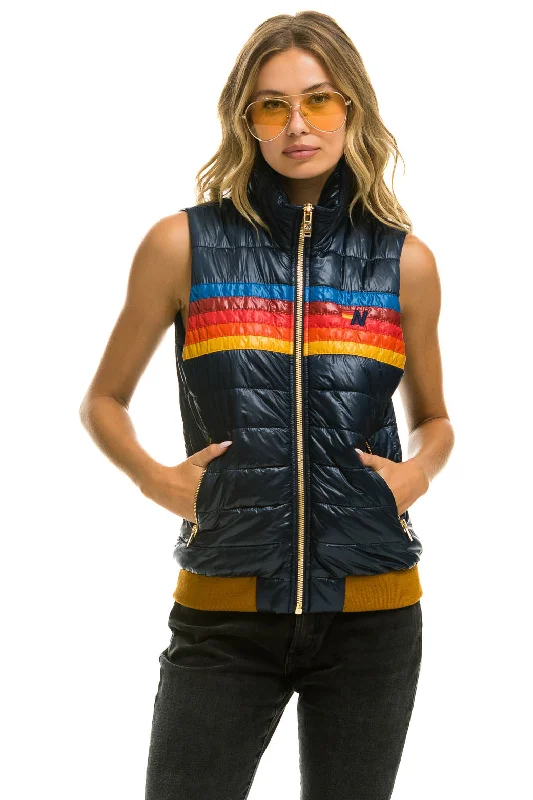 Soft Feel WOMEN'S 5 STRIPE VEST - GLOSSY NAVY