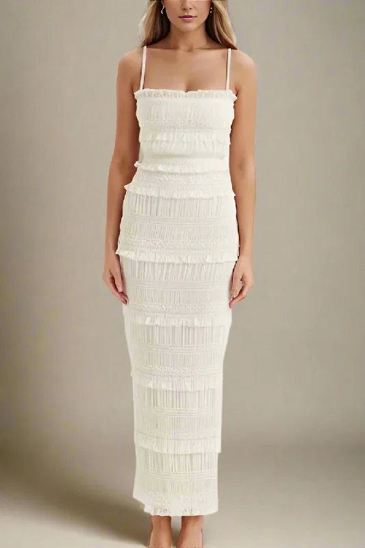 Warm Wear Elyssa Bodycon Wrap Maxi Dress - Ivory White