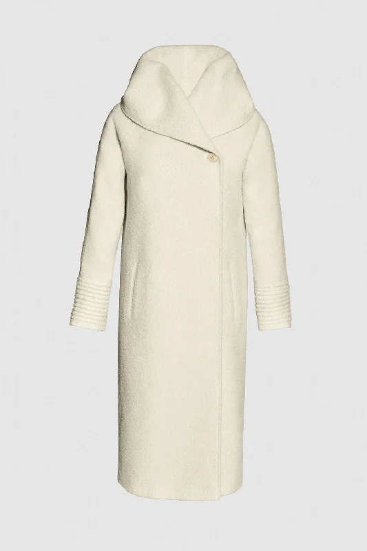 Modern Comfort Wear Bouclé Alpaca Long Hooded Coat