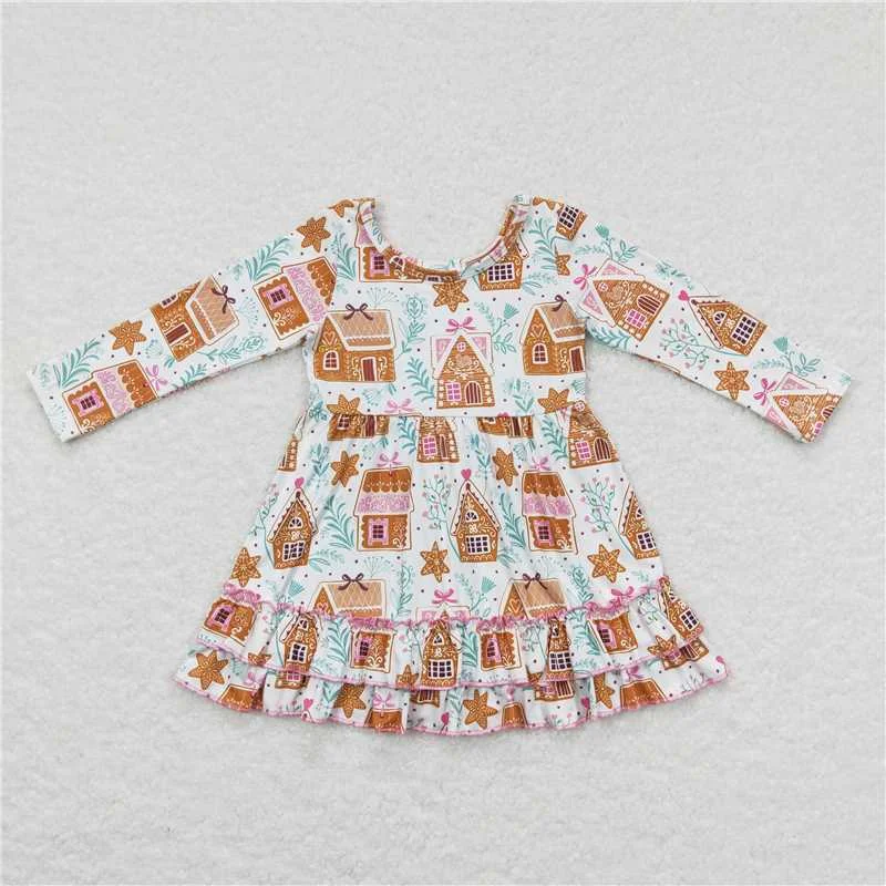 Relaxed Clothing GLD0447  Baby Girls Christmas Gingerbread House Knee Length Dresses