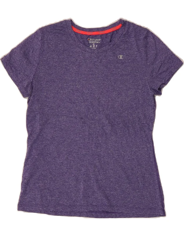 Modern Comfort Wear CHAMPION Womens T-Shirt Top UK 14 Medium Purple Flecked Polyester