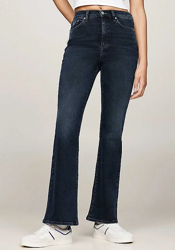 Relaxed Tops Tommy Jeans Sylvia High Waisted Flared Jeans, Dark Denim