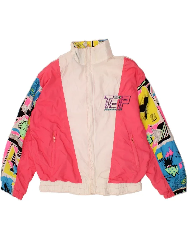 Comfortable Fitwear VINTAGE Womens Graphic Tracksuit Top Jacket UK 20 2XL Pink Colourblock