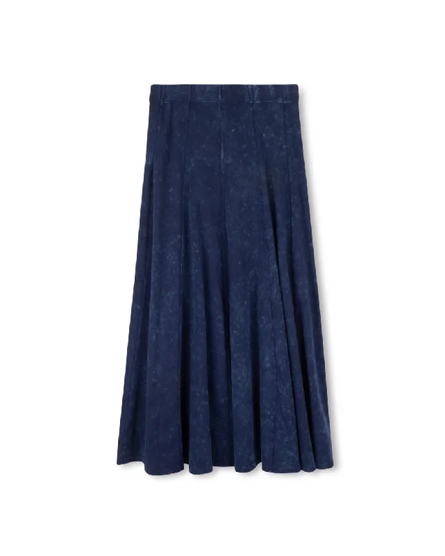 All-Day Outfits CABANA BLUE MINERAL WASH PANELED MIDI SKIRT