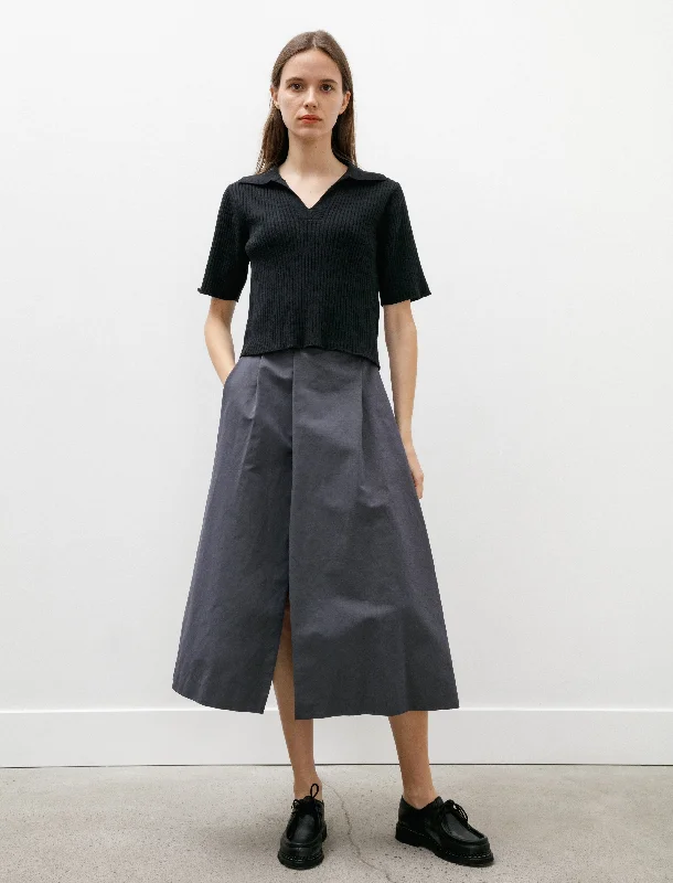 Trendy Dresses Wide Rib SS Knit Polo Black