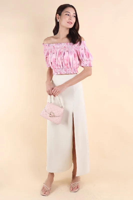 All-Day Outfits MINNIE SLIT MAXI SKIRT IN NUDE CREAM
