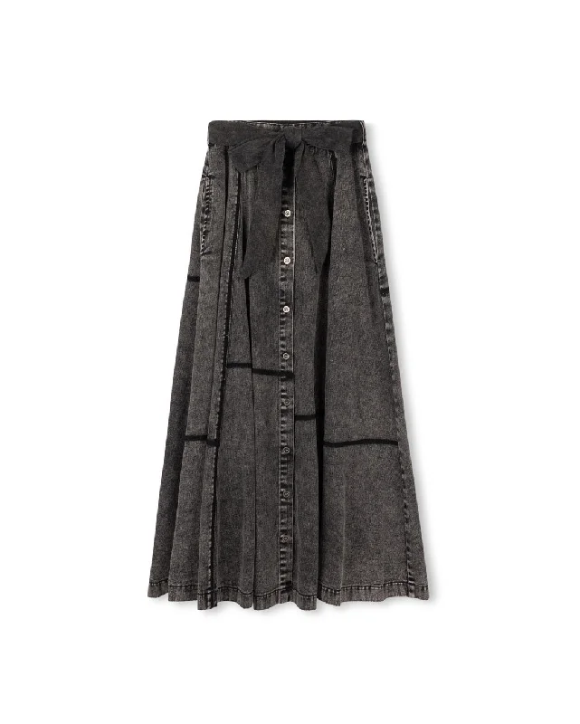 Cozy Lounge Wear VIBE GREY DENIM BUTTON SKIRT