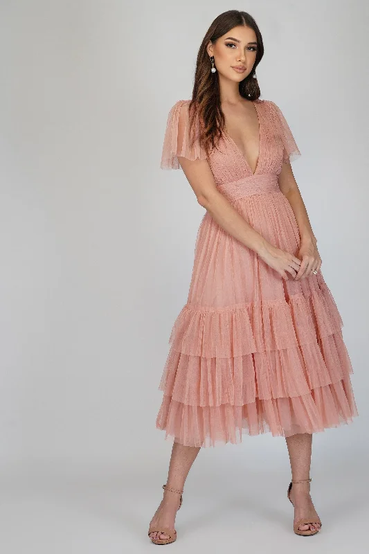 Light Fit Madison Pink Tulle Bridesmaid Dress