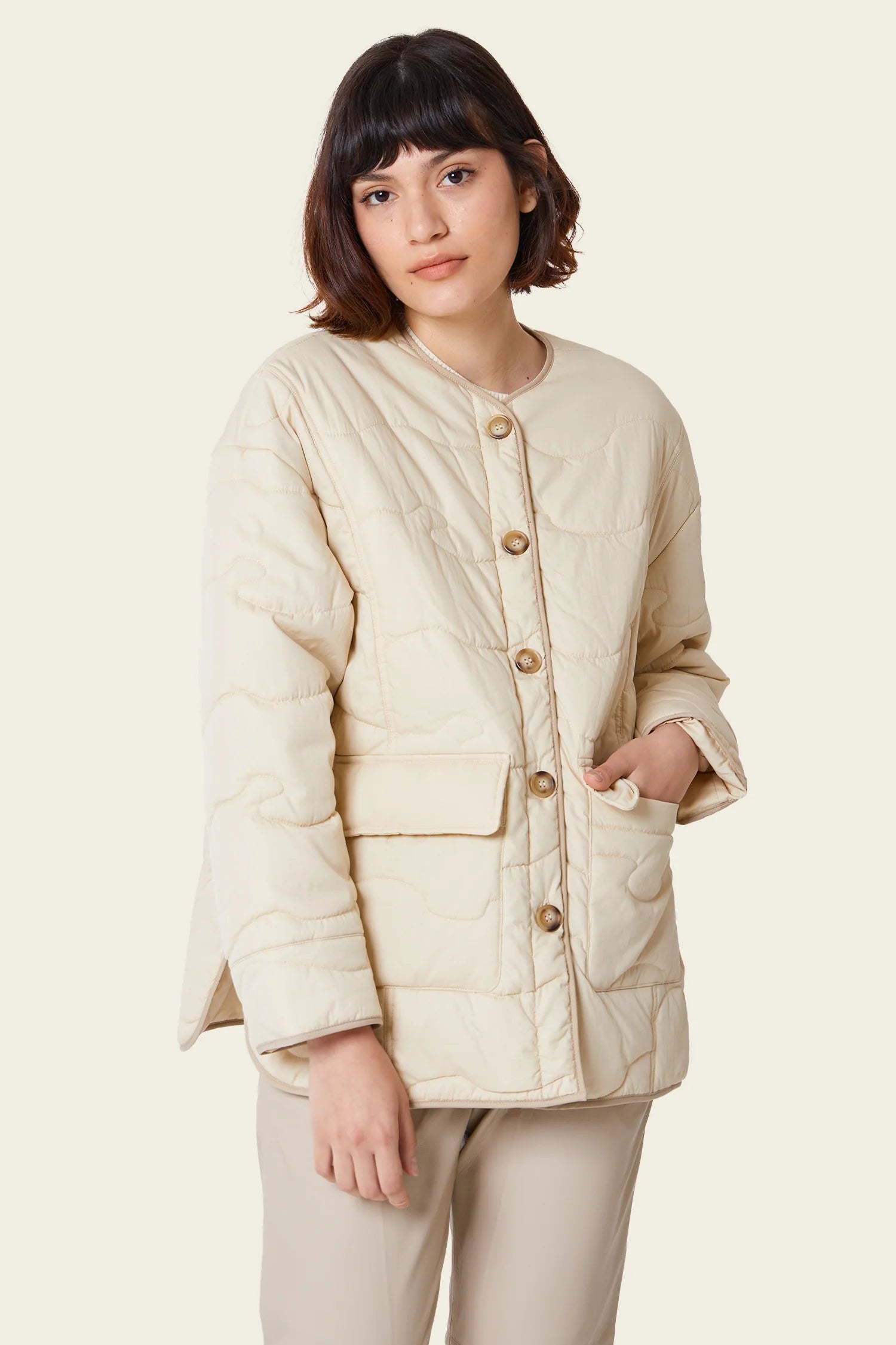 Soft Trends Warm Sand Mica Quilted Jacket