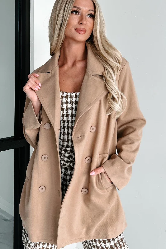 Cozy Fitting Cider Tasting Double-Breasted Peacoat (Camel)