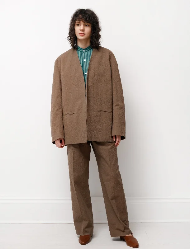 Cozy Apparel Collarless Jacket Brown