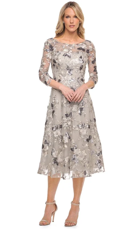 Simple Comfort La Femme 29988 - Embroidered Tea Length Dress