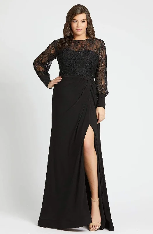 Smart Comfort Wear Mac Duggal Fabulouss - 67143F Laced Bodice Long Sleeves A-line Dress