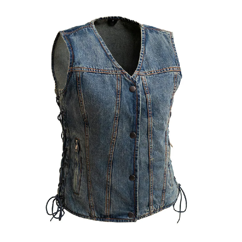 Easy Wear Chic Ladies Tiff Blue Denim Vest