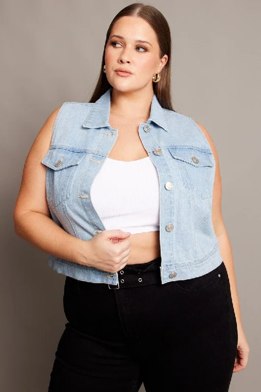 Easygoing Outfits Denim Sleeveless Vest