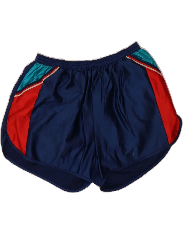Simple Chic VINTAGE Womens Sport Shorts UK 12 Medium  Navy Blue Colourblock
