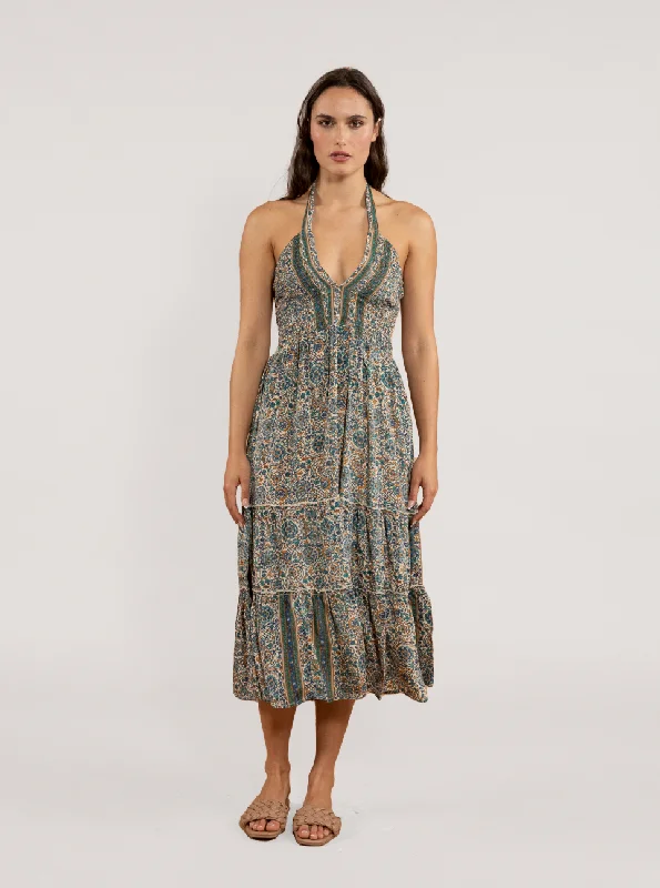 Comfortable Lounge Wear Moulika Halter Midi Dress
