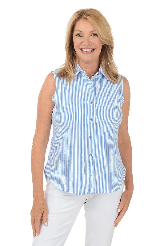 Relaxed Looks Striped Seerksucker Sleeveless Shirt