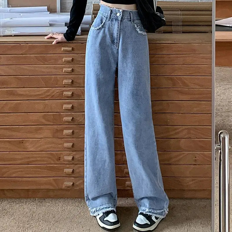 Easy-to-Wear DressBetty - 2024 Blue Straight Basic Loose Casual Full-Length Women Jeans