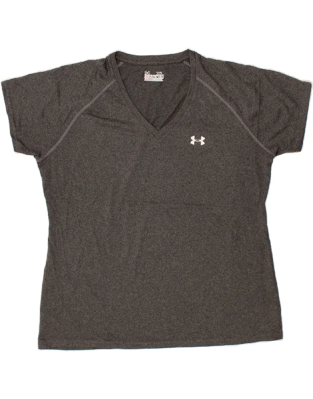 Easygoing Fashion UNDER ARMOUR Womens Heat Gear T-Shirt Top UK 18 XL Grey Flecked Polyester