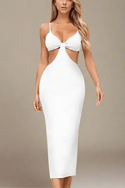Timeless Style Aria Bodycon Day Maxi Dress - White Pearl