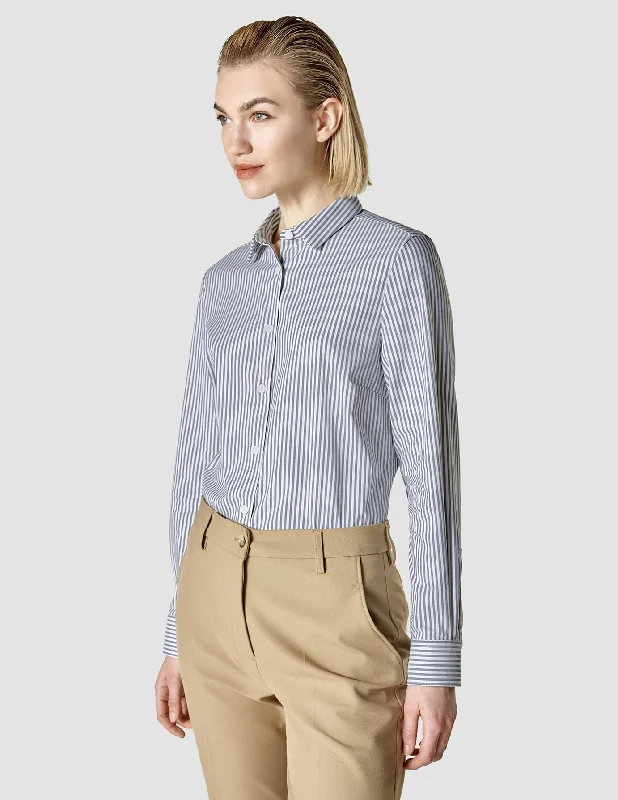 Versatile Comfort Wear Business Shirt Slim Navy Stripes