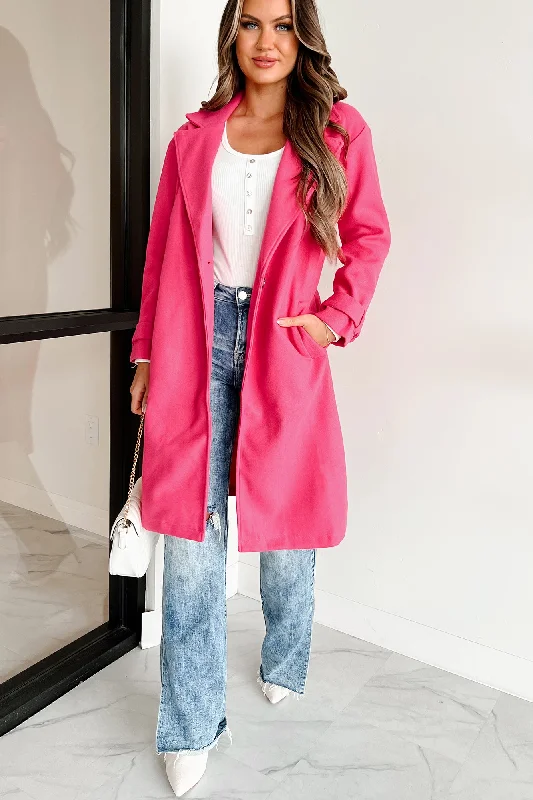 Comfy Layers Eastern Winds Midi Length Coat (Fuchsia)