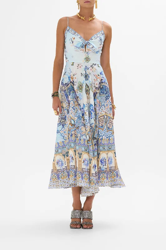Cozy Footwear LONG DRESS WITH TIE FRONT AL MANIAL PALACE MEMOIRS