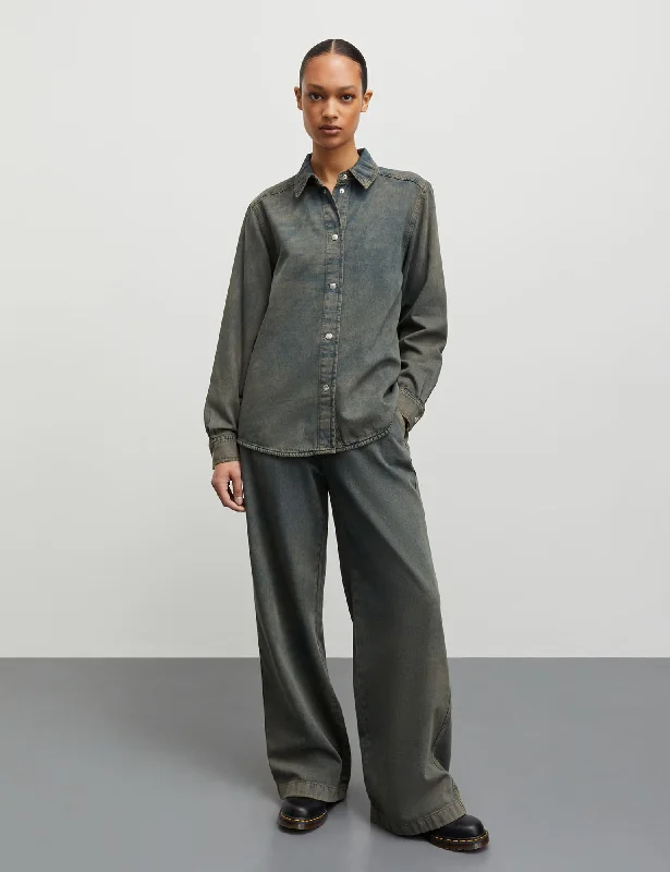 Cozy Chic Wear Cosy Overdyed Crane Shirt, Overdyed Kalamata