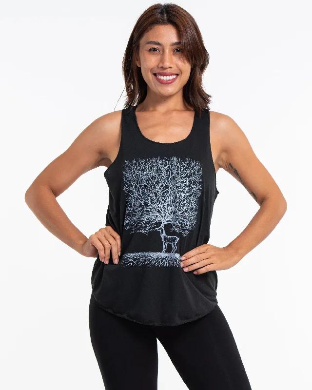 Timeless Style Womens Bambi Tree Tank Top in Black