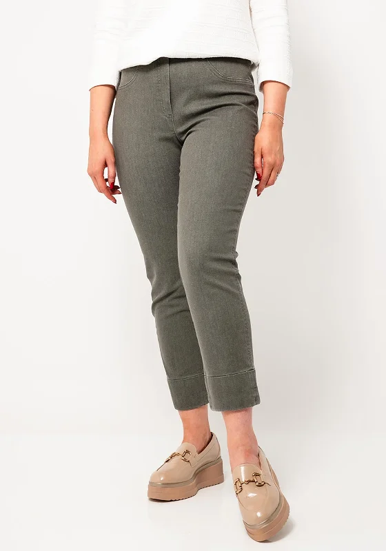 Soft Comfort Robell Bella 09 Turn up Hem Jeans, Khaki Green