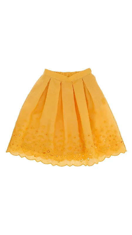 Timeless Style SFGO024-SKIRT W EMBROIDERY SAN GALLO-Mandarin Orange