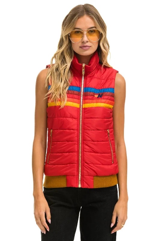 Comfortable Jeans WOMEN'S 5 STRIPE VEST - CHERRY
